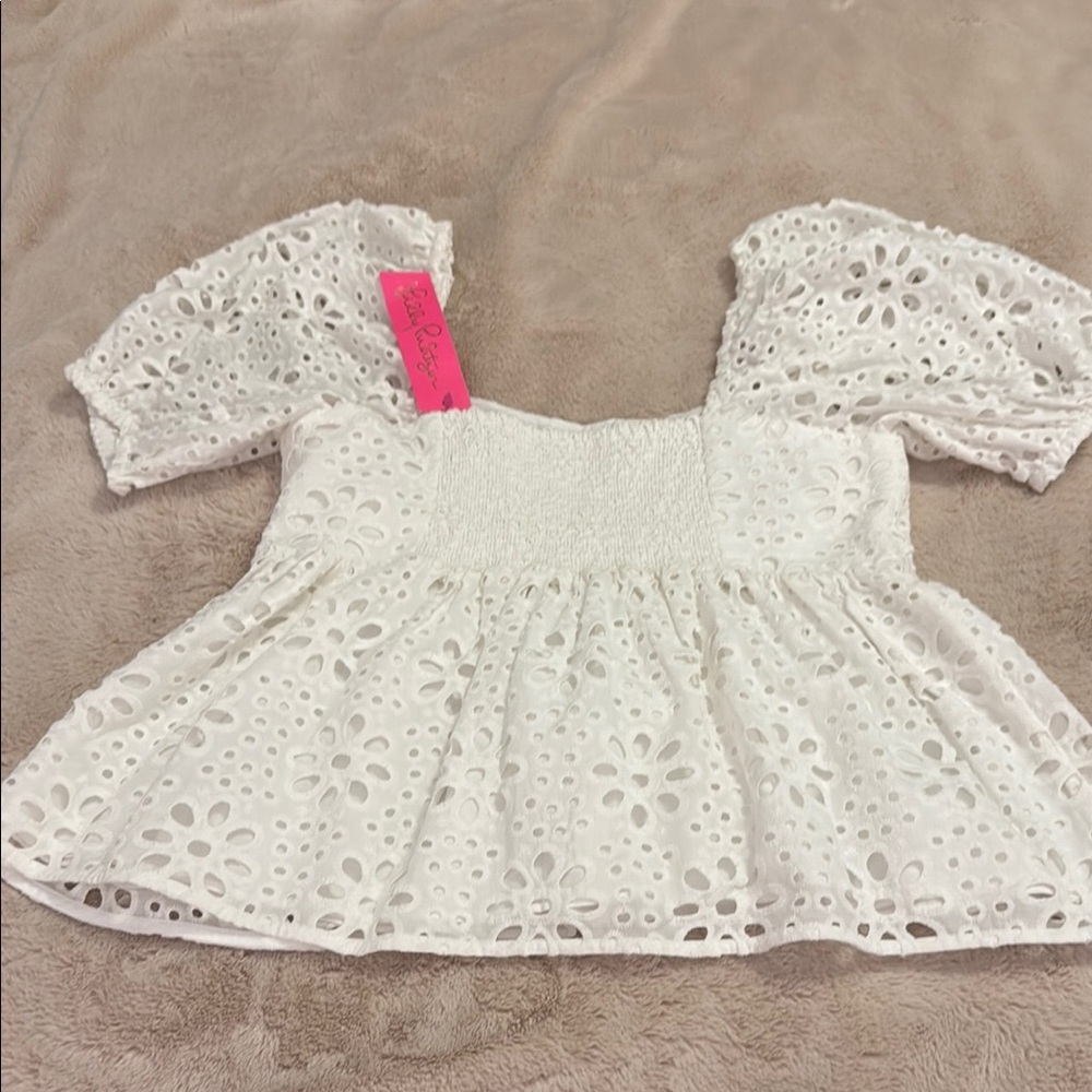 Lilly Pulitzer White Eyelet Puff Sleeve Top - Picture 4 of 6